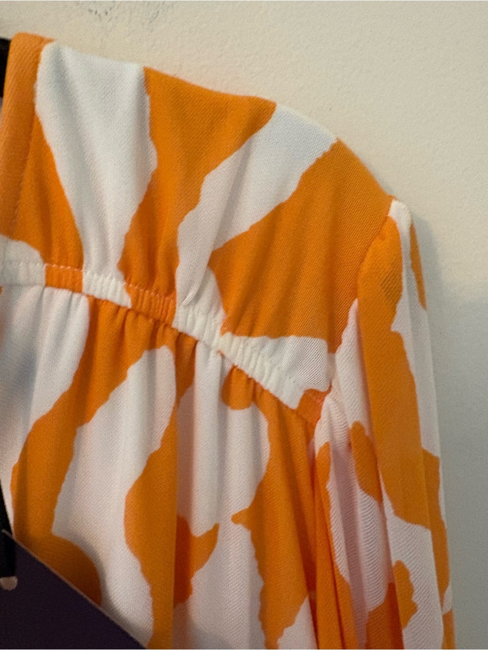 Ava & Viv XXL Orange Abstract Print Peplum V-Neck Blouse NWT Short Sleeve Top - Picture 4 of 11
